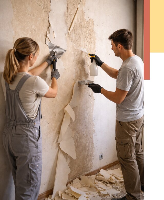 Снятие старых обоев в Евпатории от 5530 руб. под ключ недорого | ОТДЕЛОЧНИК-Евп