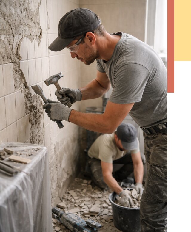 Демонтаж плитки со стен в Евпатории от 895 руб. — быстро и недорого | ОТДЕЛОЧНИК-Евп