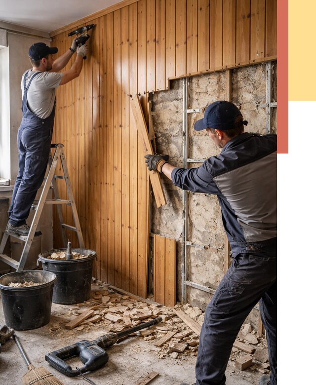 Демонтаж вагонки со стен в Евпатории от 1527 руб. — снятие, удаление, срочно | ОТДЕЛОЧНИК-Евп