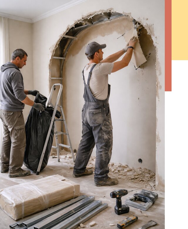 Демонтаж арки из гипсокартона в Евпатории от 3687 руб. — услуги под ключ | ОТДЕЛОЧНИК-Евп