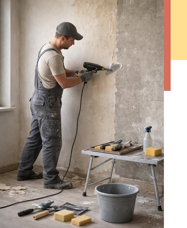 Очистка стен от клея в Евпатории от 1949 руб. — снятие и удаление клея со стен | ОТДЕЛОЧНИК-Евп