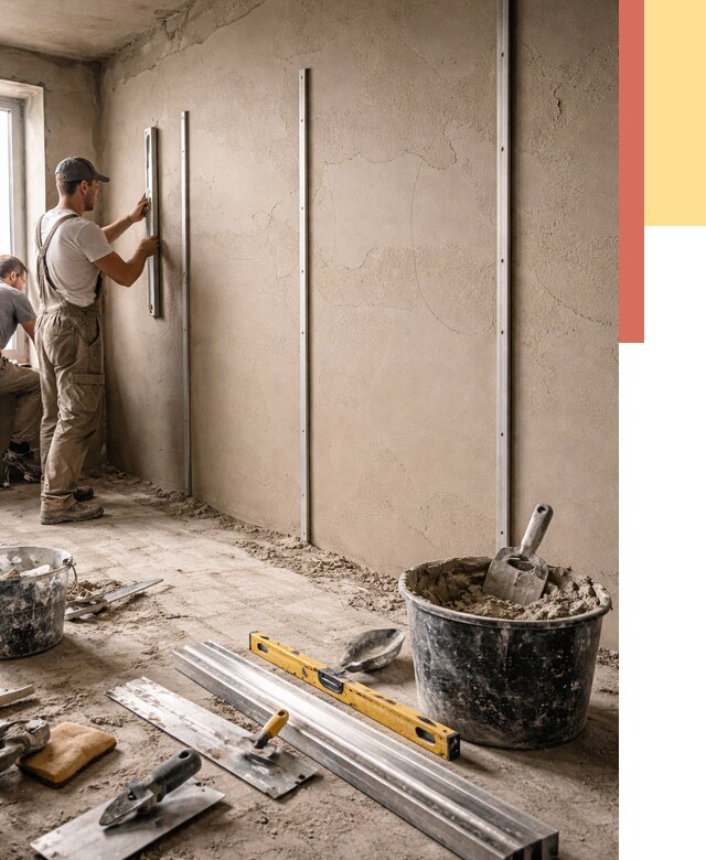 Штукатурка стен по маякам в Евпатории от 5793 руб./м² — выравнивание под ключ | ОТДЕЛОЧНИК-Евп