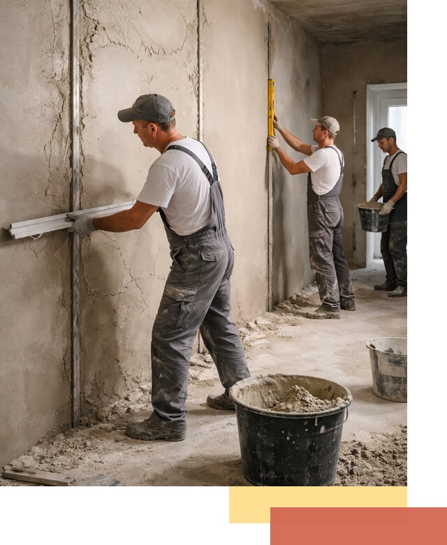 Штукатурка стен по маякам в Евпатории — точная и ровная поверхность