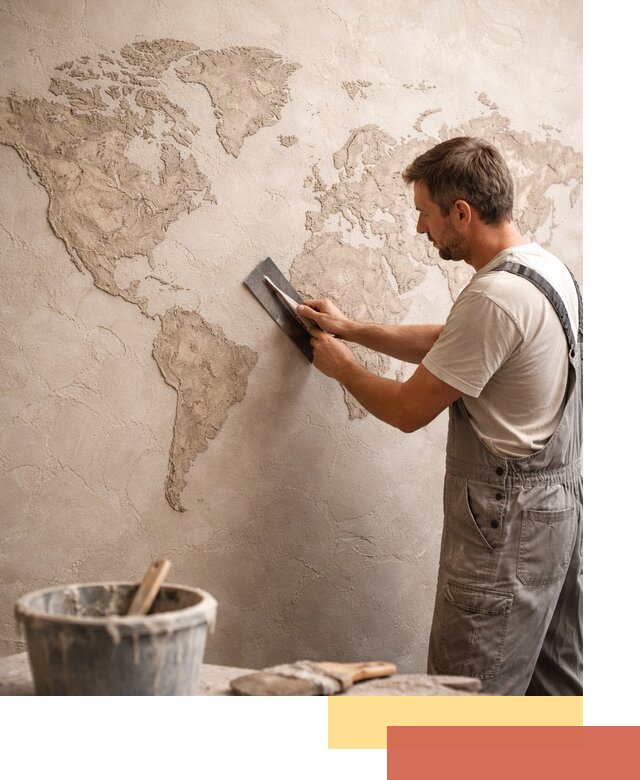 Декоративная штукатурка «Карта мира» под ключ в Евпатории