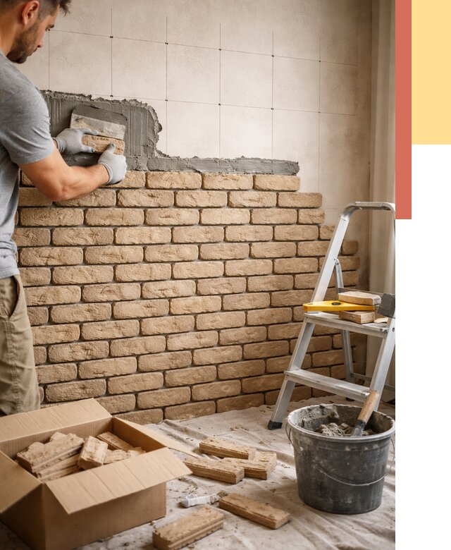 Монтаж декоративного кирпича в Евпатории от 3371 руб./м² — быстро и недорого | ОТДЕЛОЧНИК-Евп