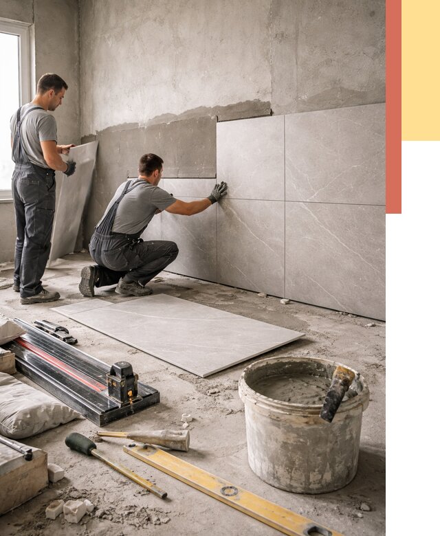 Облицовка стен керамогранитом в Евпатории от 4424 руб./м² — услуги под ключ | ОТДЕЛОЧНИК-Евп