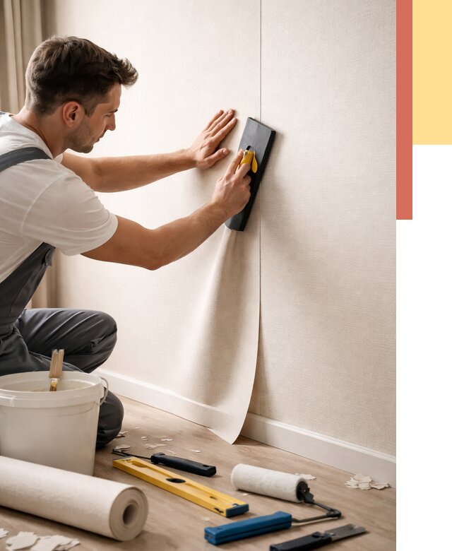 Поклейка виниловых обоев в Евпатории от 4740 руб. | Быстро и недорого — ОТДЕЛОЧНИК-Евп