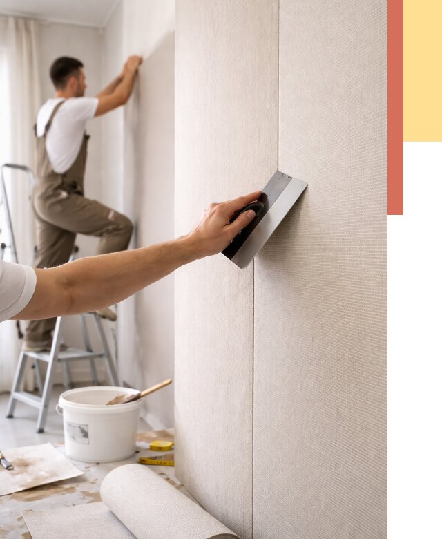 Поклейка текстильных обоев в Евпатории от 4740 руб. под ключ | ОТДЕЛОЧНИК-Евп