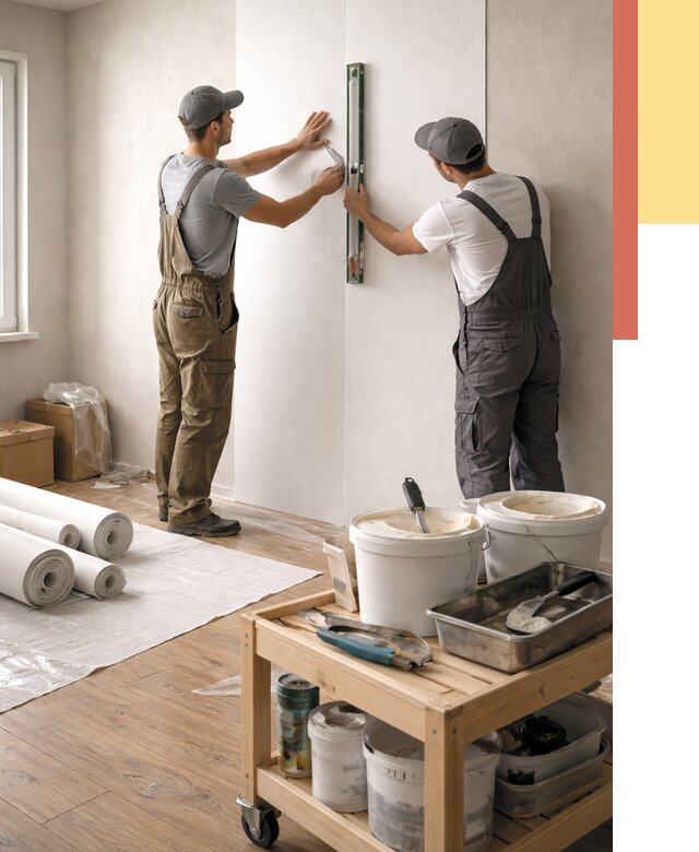 Поклейка стеклообоев в Евпатории от 6846 руб. за м2 — быстро и недорого | ОТДЕЛОЧНИК-Евп