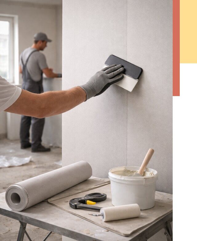 Поклейка обоев под покраску в Евпатории от 3687 руб. за м2 | ОТДЕЛОЧНИК-Евп