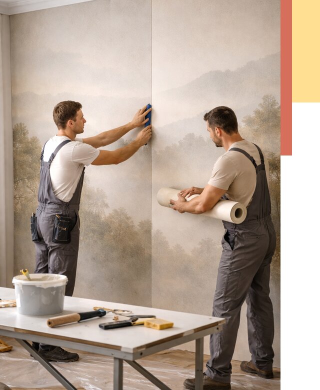 Поклейка фотообоев в Евпатории от 8953 руб/м² — быстро и недорого | ОТДЕЛОЧНИК-Евп