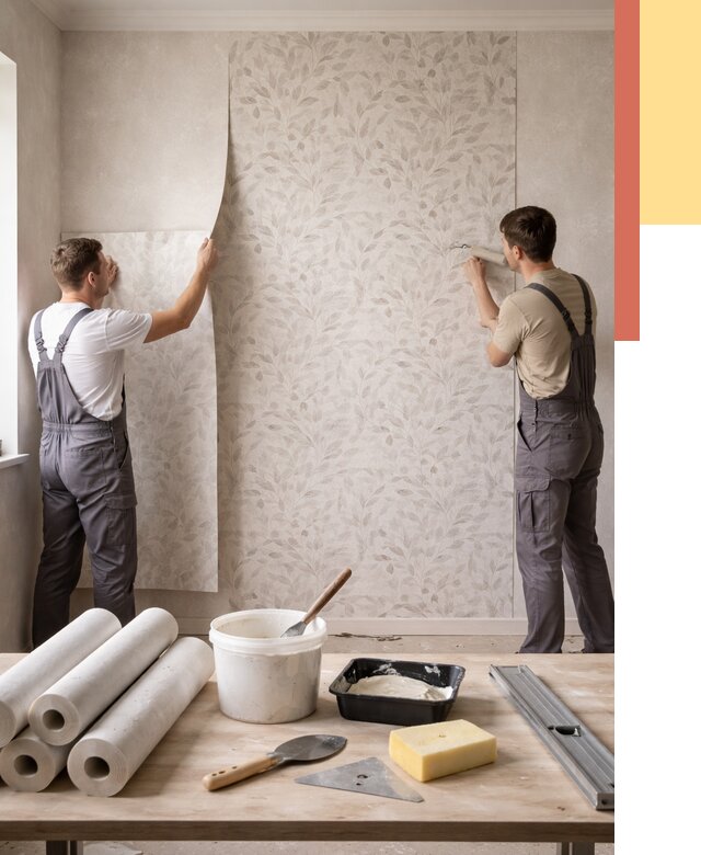 Поклейка обоев с подбором рисунка в Евпатории от 3687 руб. | ОТДЕЛОЧНИК-Евп - быстро и недорого