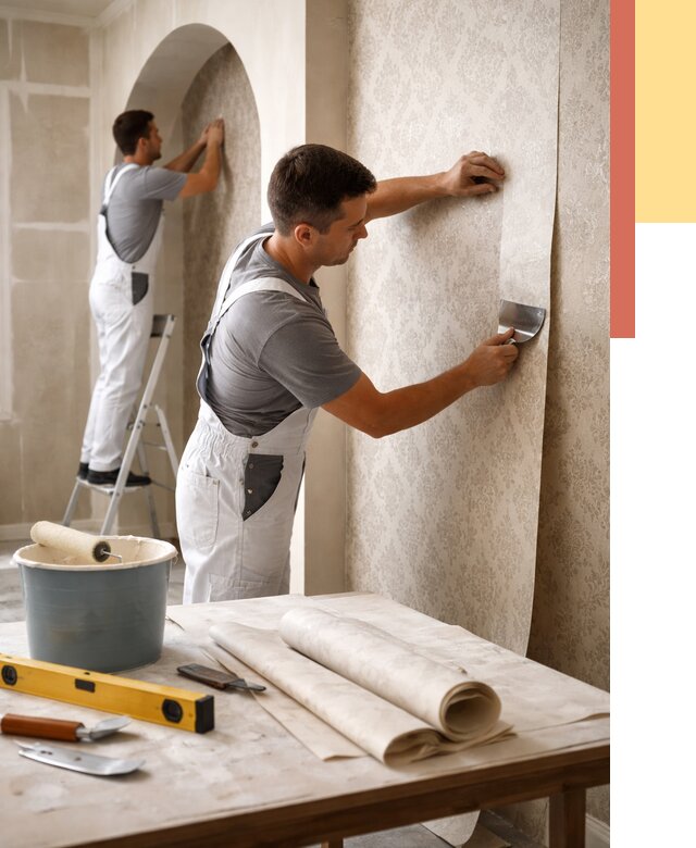 Поклейка обоев на сложные стены в Евпатории от 2949 руб. под ключ | ОТДЕЛОЧНИК-Евп