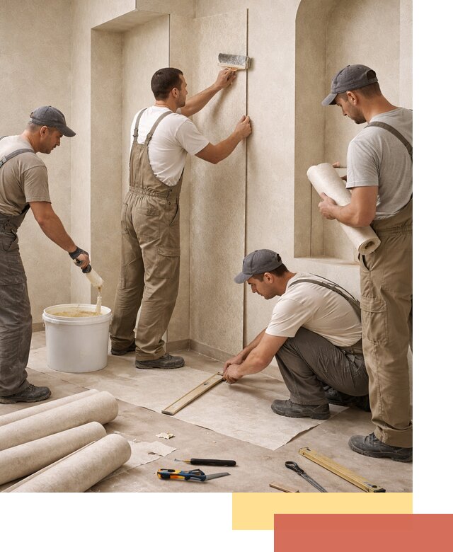 Поклейка обоев на сложные стены и неровные поверхности в Евпатории