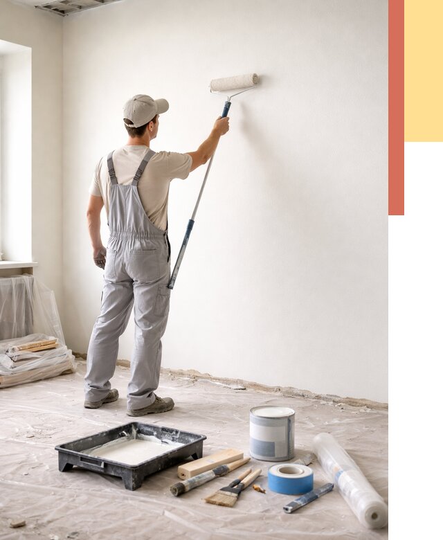 Покраска стен водоэмульсионной краской в Евпатории от 474 руб. за м² | ОТДЕЛОЧНИК-Евп