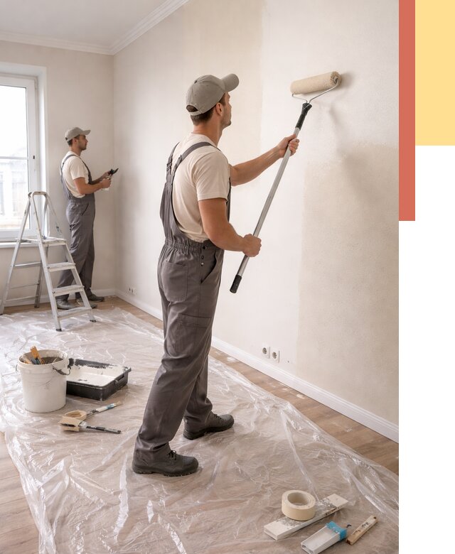 Покраска стен акриловой краской в Евпатории от 3687 руб./м² — быстро и недорого | ОТДЕЛОЧНИК-Евп