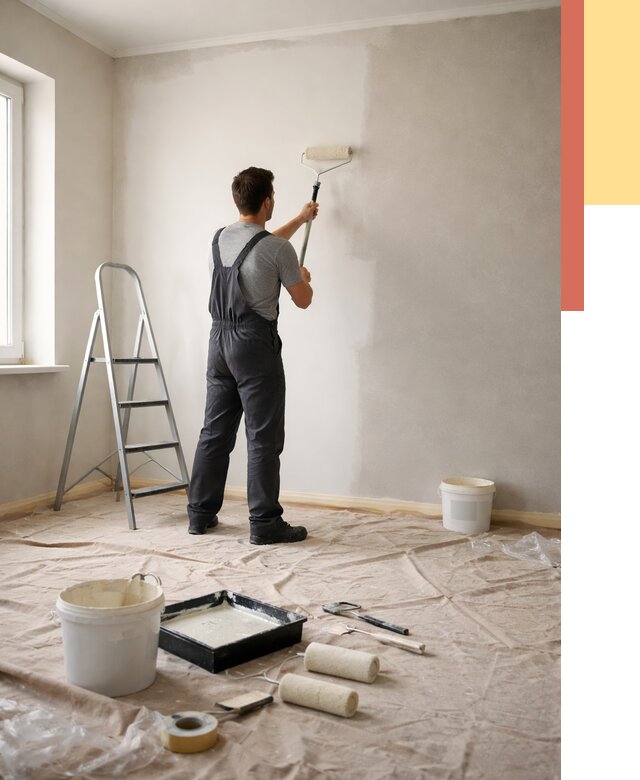 Покраска стен моющейся краской в Евпатории от 369 руб./м² — быстро и недорого | ОТДЕЛОЧНИК-Евп