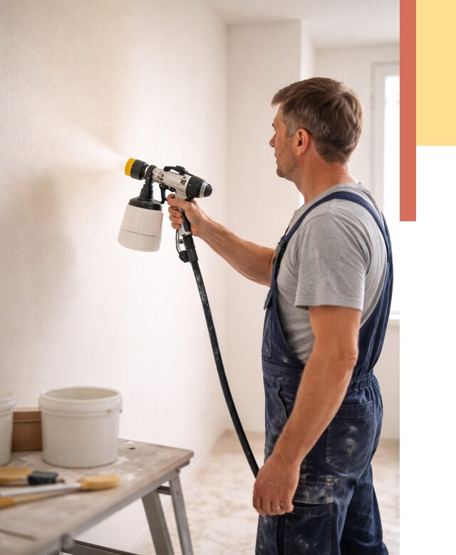 Покраска стен краскопультом в Евпатории от 7900 руб. — механизированная покраска | ОТДЕЛОЧНИК-Евп