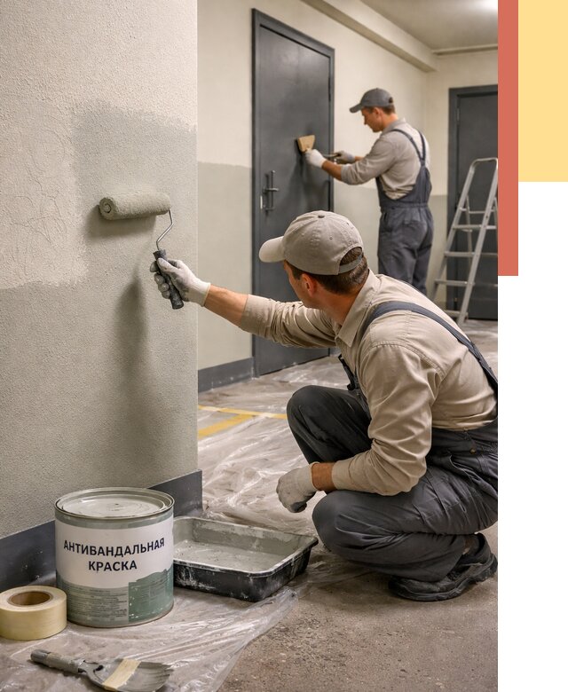 Покраска стен антивандальной краской в Евпатории от 4740 руб./м² под ключ | ОТДЕЛОЧНИК-Евп