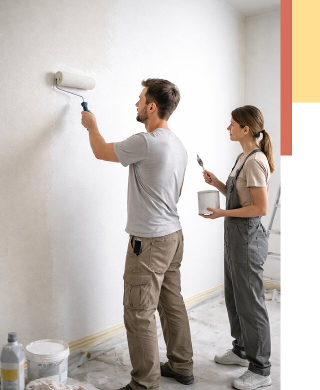 Окраска стен по стеклохолсту в Евпатории от 4740 руб/м² под ключ | ОТДЕЛОЧНИК-Евп