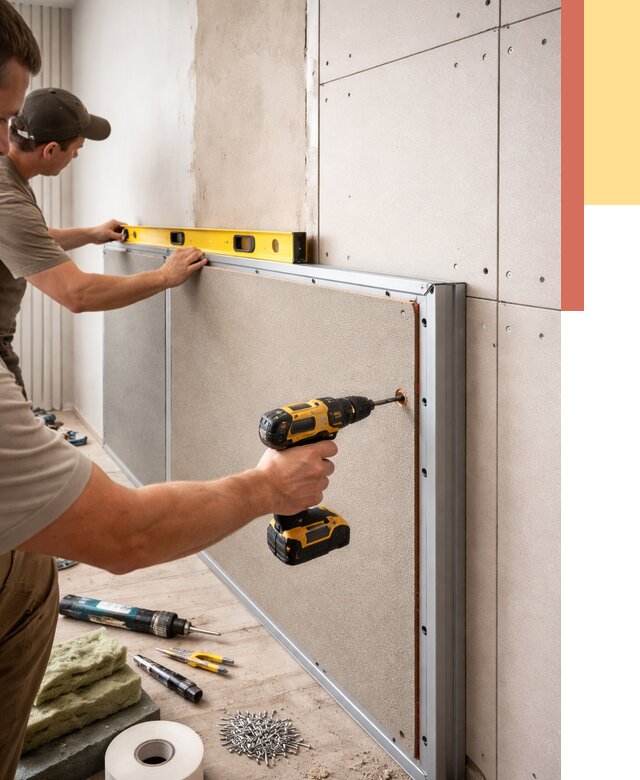 Шумоизоляция стен панелями ЗИПС в Евпатории от 2317 руб./м² под ключ | ОТДЕЛОЧНИК-Евп