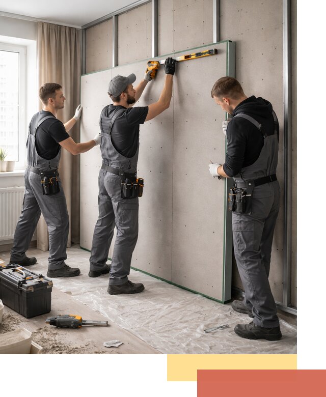 Шумоизоляция стен панелями ЗИПС в Евпатории для жилых и коммерческих помещений