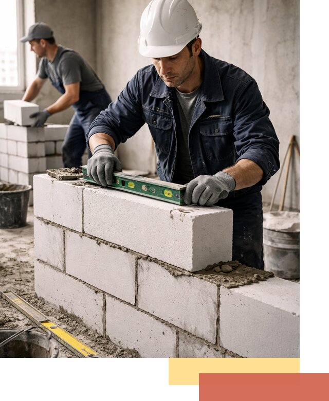 Кладка перегородок из пеноблока под ключ в Евпатории