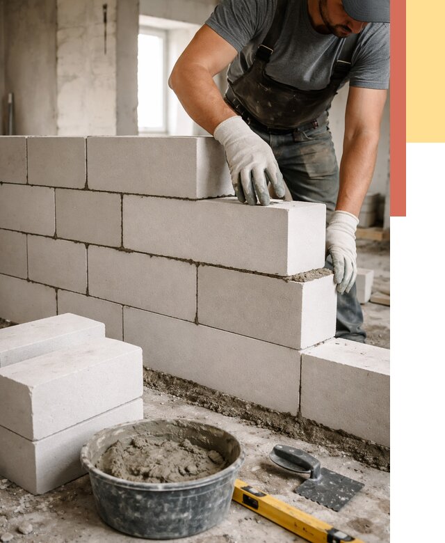 Кладка перегородок из силикатного блока в Евпатории от 4213 руб. под ключ | ОТДЕЛОЧНИК-Евп