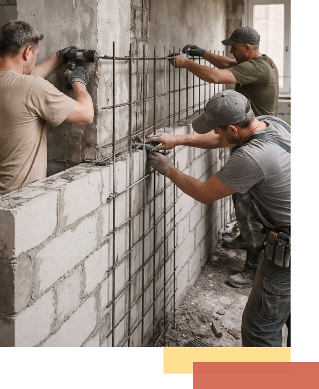 Армирование кладки перегородок в Евпатории профессионально и надёжно
