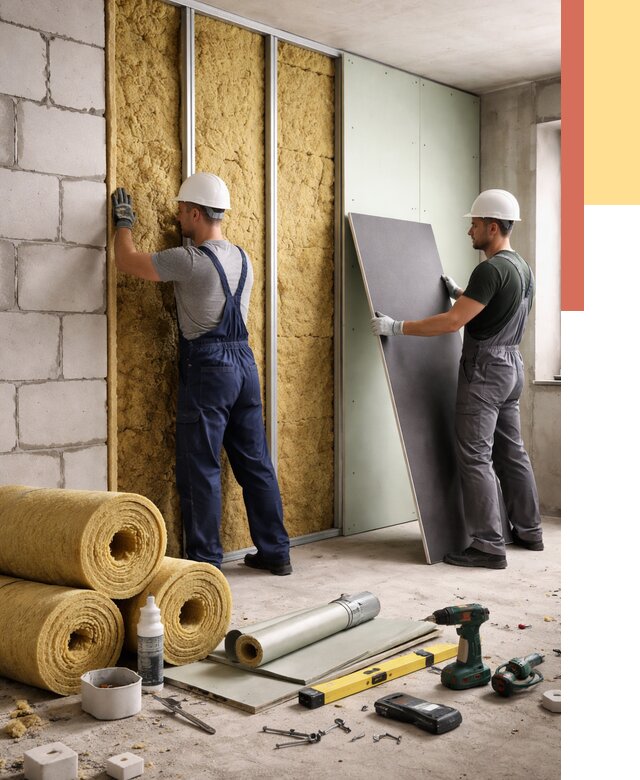 Шумоизоляция перегородок из блоков в Евпатории от 1949 руб./м² — быстро и недорого | ОТДЕЛОЧНИК-Евп