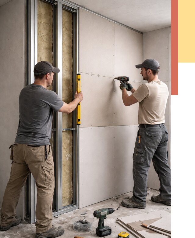 Монтаж двухслойной перегородки из гипсокартона в Евпатории от 1527 руб. | ОТДЕЛОЧНИК-Евп