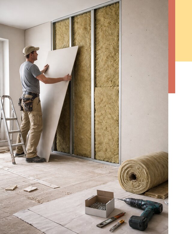 Перегородка из гипсокартона с шумоизоляцией в Евпатории от 3286 руб. | ОТДЕЛОЧНИК-Евп