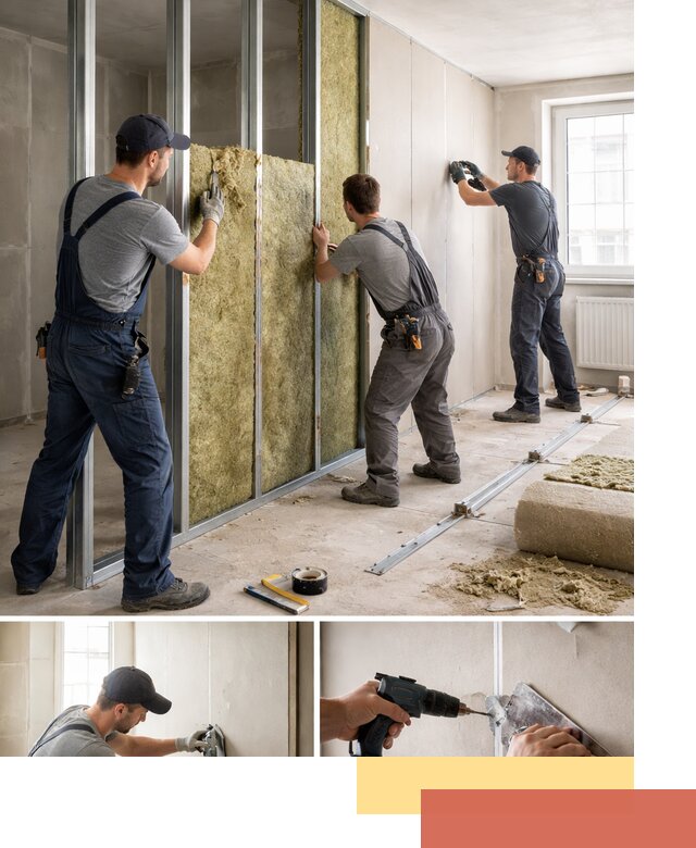 Перегородка из гипсокартона с шумоизоляцией в Евпатории — монтаж под ключ