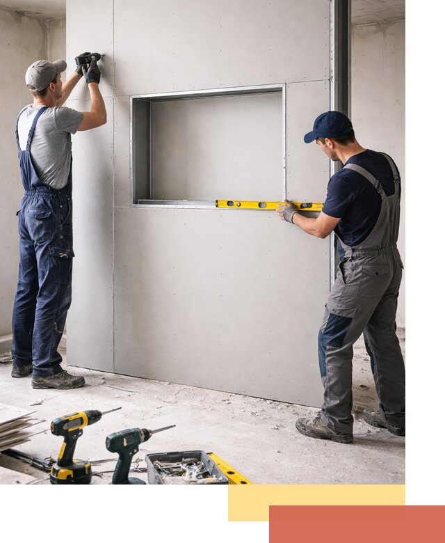 Перегородка из гипсокартона с нишей под декор в Евпатории