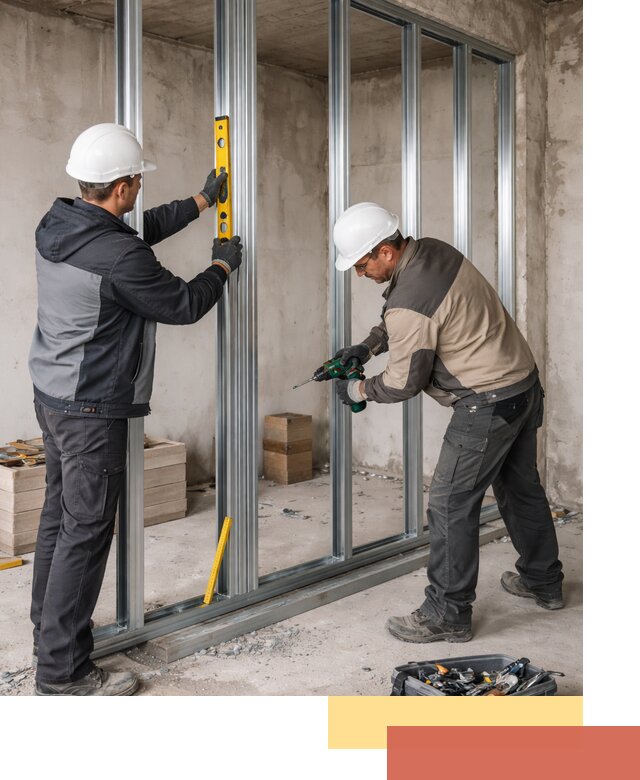 Монтаж каркаса перегородки из профиля в Евпатории