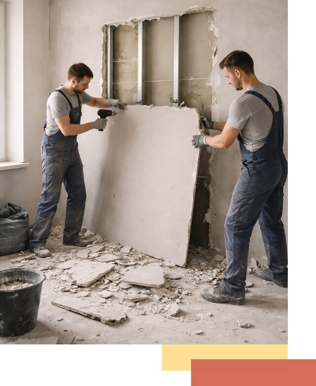 Демонтаж перегородки из гипсокартона в Евпатории быстрый и аккуратный