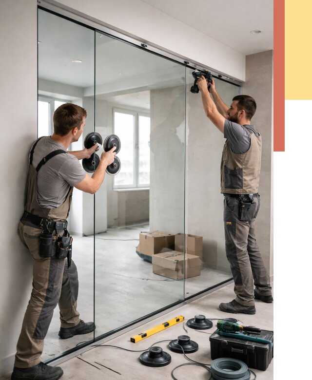 Монтаж стеклянных перегородок в Евпатории от 6846 руб. | ОТДЕЛОЧНИК-Евп