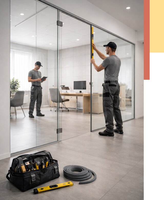 Цельностеклянные перегородки под ключ в Евпатории от 10006 руб. — монтаж и цены | ОТДЕЛОЧНИК-Евп