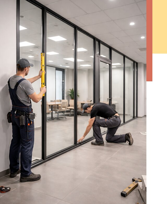 Каркасные стеклянные перегородки в Евпатории под ключ от 9690 руб. | ОТДЕЛОЧНИК-Евп