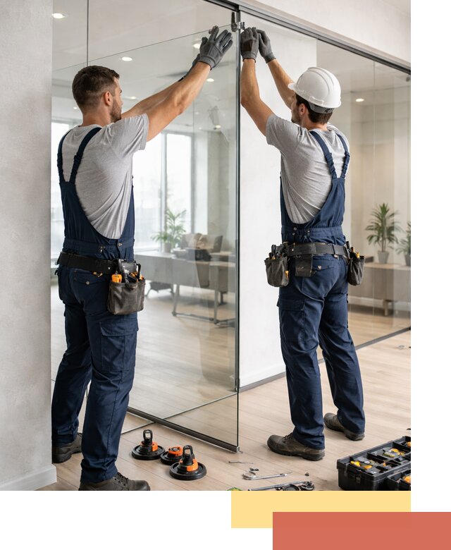 Безрамные стеклянные перегородки под ключ в Евпатории