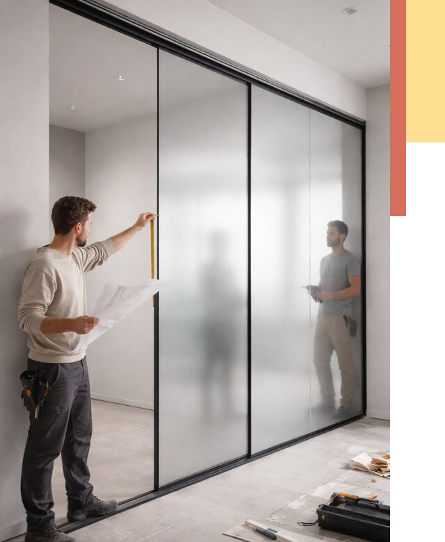 Матовые стеклянные перегородки в Евпатории от 8953 руб. — монтаж и установка | ОТДЕЛОЧНИК-Евп