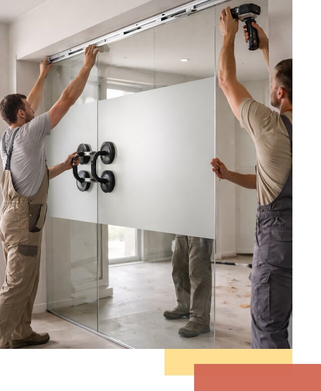 Матовые стеклянные перегородки под ключ в Евпатории