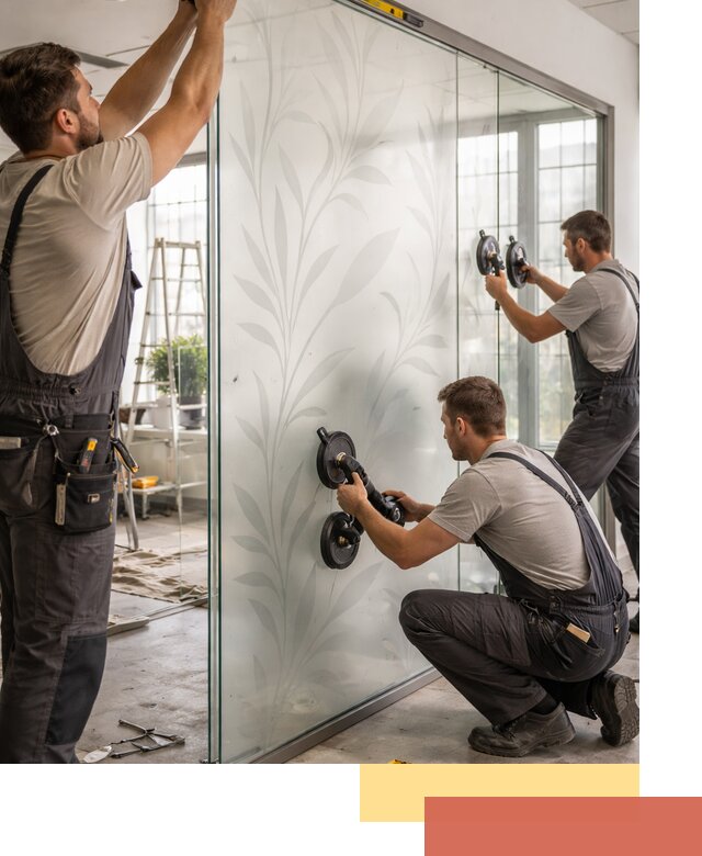 Стеклянные перегородки с рисунком на заказ в Евпатории