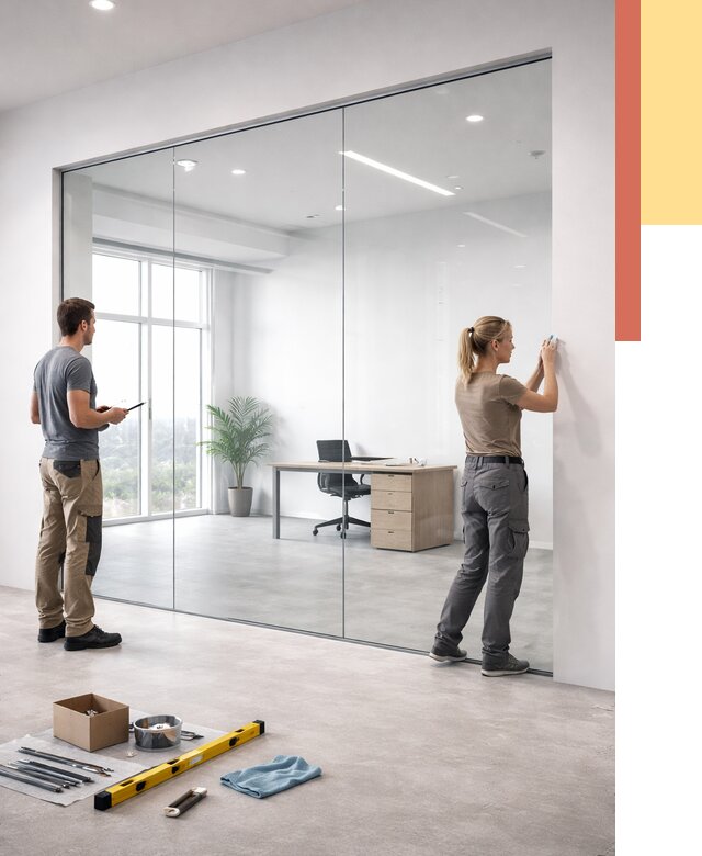 Перегородки из закаленного стекла в Евпатории от 10006 руб. под ключ | ОТДЕЛОЧНИК-Евп