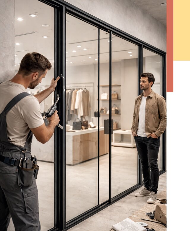 Стеклянные перегородки для магазинов в Евпатории от 8637 руб. под ключ | ОТДЕЛОЧНИК-Евп