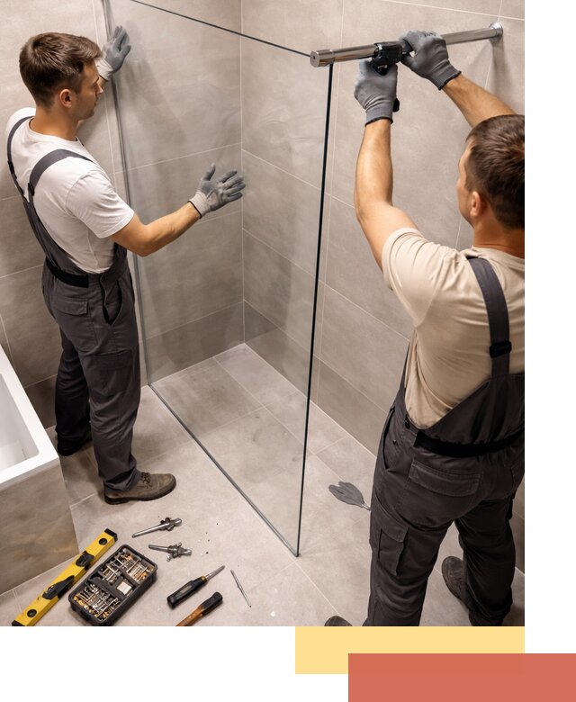 Стеклянные перегородки для душа в Евпатории — изготовление и монтаж