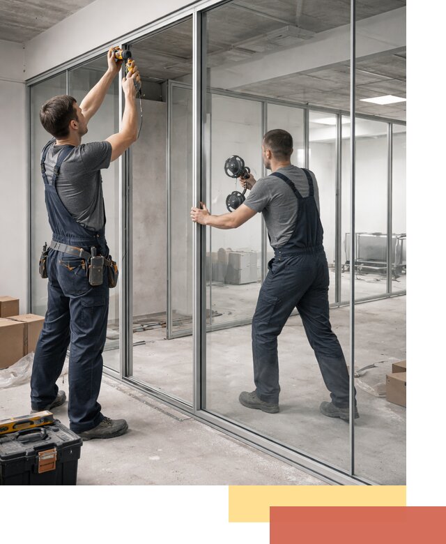 Алюминиевые перегородки со стеклом в Евпатории — изготовление и монтаж