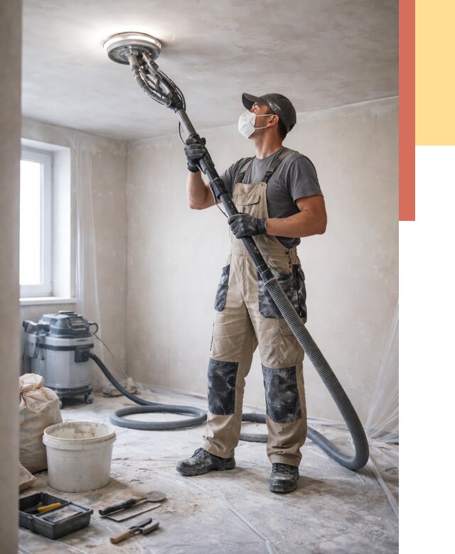 Шлифовка потолка в Евпатории от 3687 руб. — услуги шлифования потолка | ОТДЕЛОЧНИК-Евп