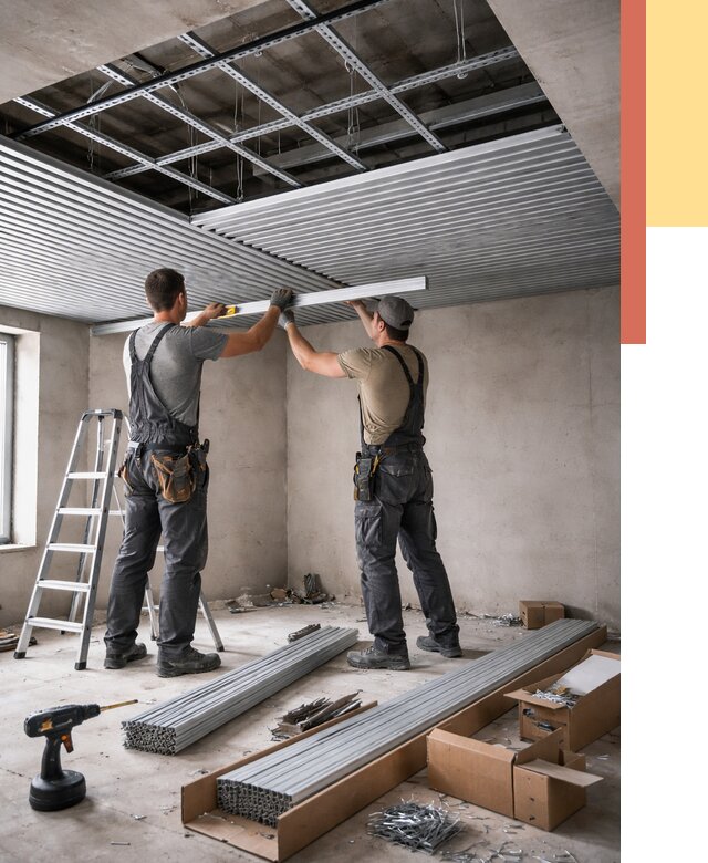 Монтаж реечного потолка в Евпатории от 4740 руб. под ключ | ОТДЕЛОЧНИК-Евп