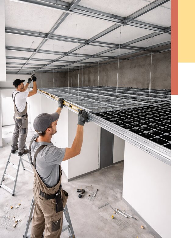 Монтаж потолка грильято в Евпатории от 474 руб./м² — быстрая сборка под ключ | ОТДЕЛОЧНИК-Евп